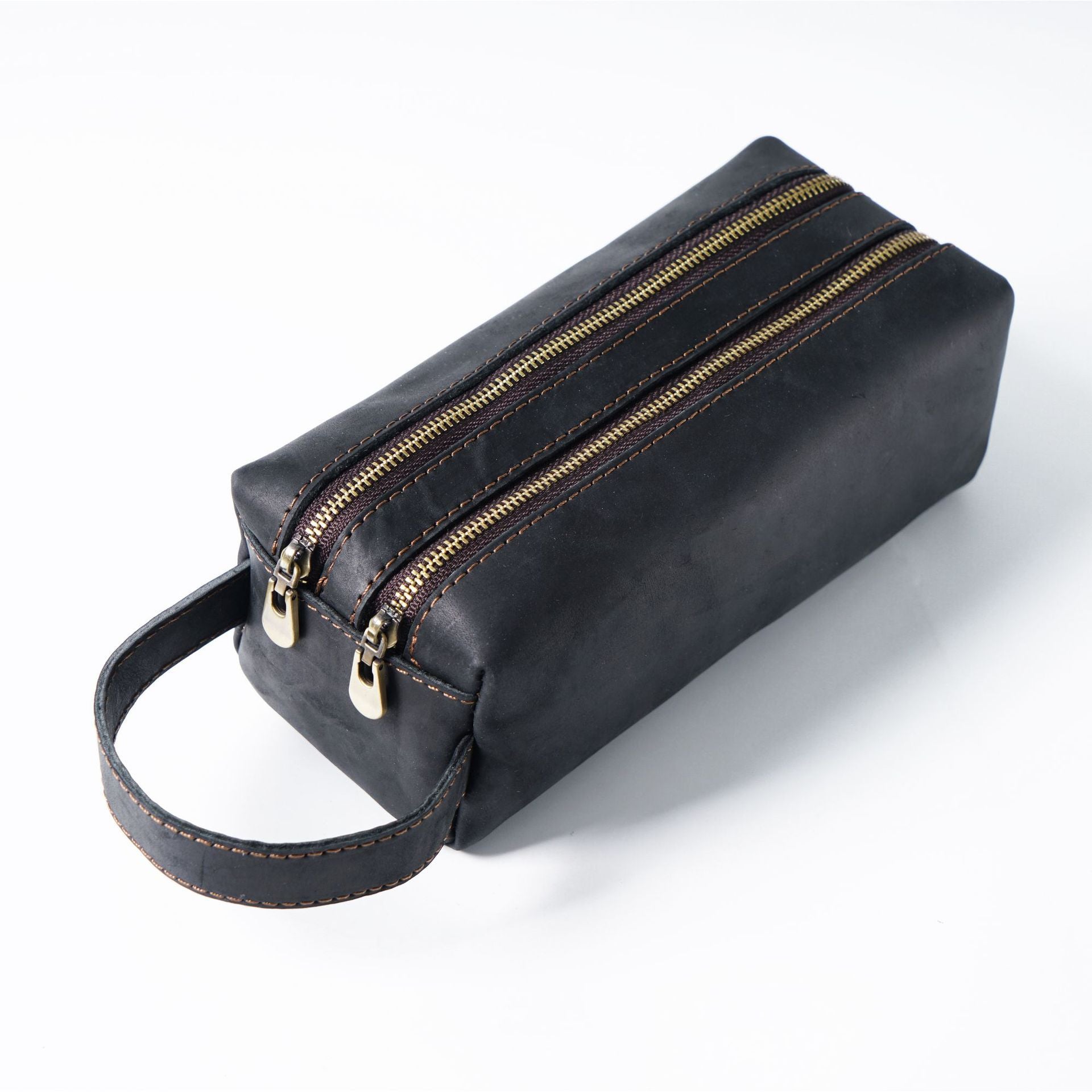 Wholesale Leather Simple Large -capacity Creative Double -layer Zipper Bag